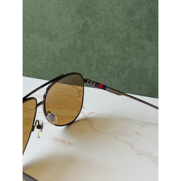 NEW Gucci GG1677S Silver Yellow Tint Lens Aviator Sunglasses main image 6